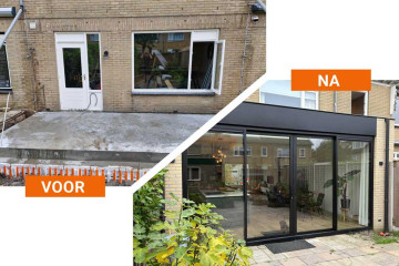 Uitbouw aanbouw op maat  gebouwd achter een woning in Lisse